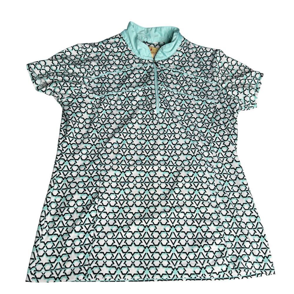Sport Haley Women’s Golf Polo Shirt Medium Blue Geometric Print Short Sleeve